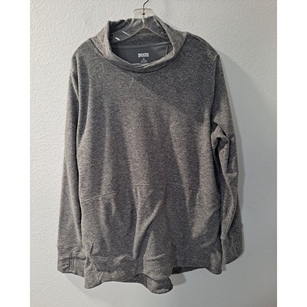 Duluth Trading Men's Gray Sweatshirt Mock Neck Pockets Comfortable Soft, 2XL